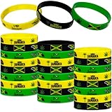 Jamaican Silicone Bracelets Party Supplies Jamaican Themed Rubber Wristbands Jamaica Independence Day Birthday Party Favors Award Gifts Goodie Bag Stuffer Set of 24 Counts