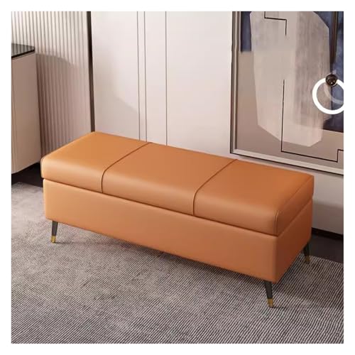 Banco otomano de almacenamiento, pecho de piel sintética, reposapiés tapizado rectangular para dormitorio, sala de estar, entrada