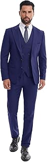 Men's 3 Piece Slim Fit Suit Set One-Button Tuxedo Jacket Vest & Pants for Wedding Prom Business