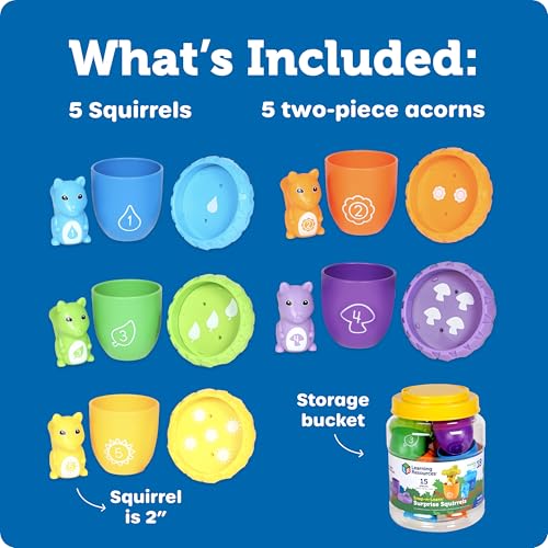 Image of Learning Resources Snap-n-Learn Surprise Squirrels - Toddler Montessori Toys, Preschool Activities, Counting and Fine Motor Skills, Sorting, Pattering, Color Recognition, Gifts for Boys and Girls