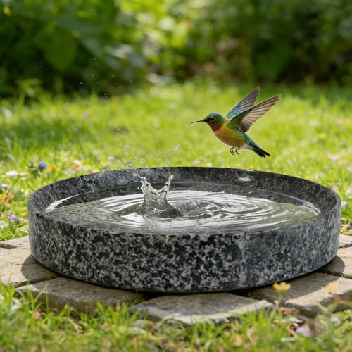 TOWDREU Stone Bird Bath, 10 inch Heavy Bird Bath Bowl Only for Outdoor,Tabletop, Ground Patio Garden Decor, Weather-Resistant Easy to Clean