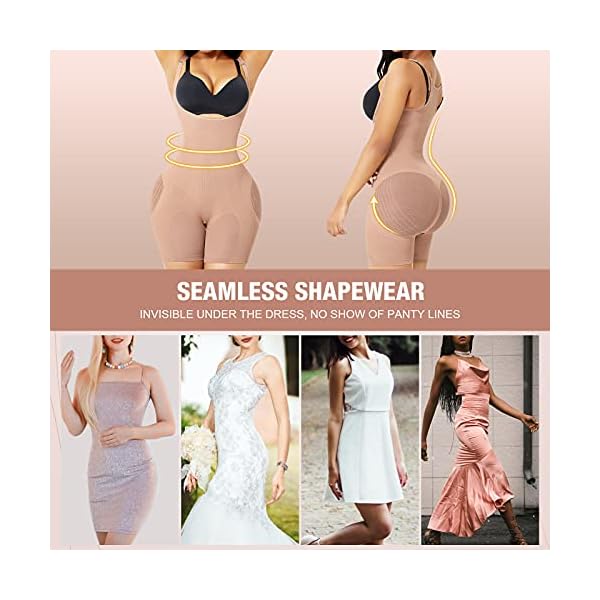 Lover-Beauty Back Fat Shapewear for Women Tummy Control Full Body Shaper Seamless Faja Compression Garment, Beige, M/L