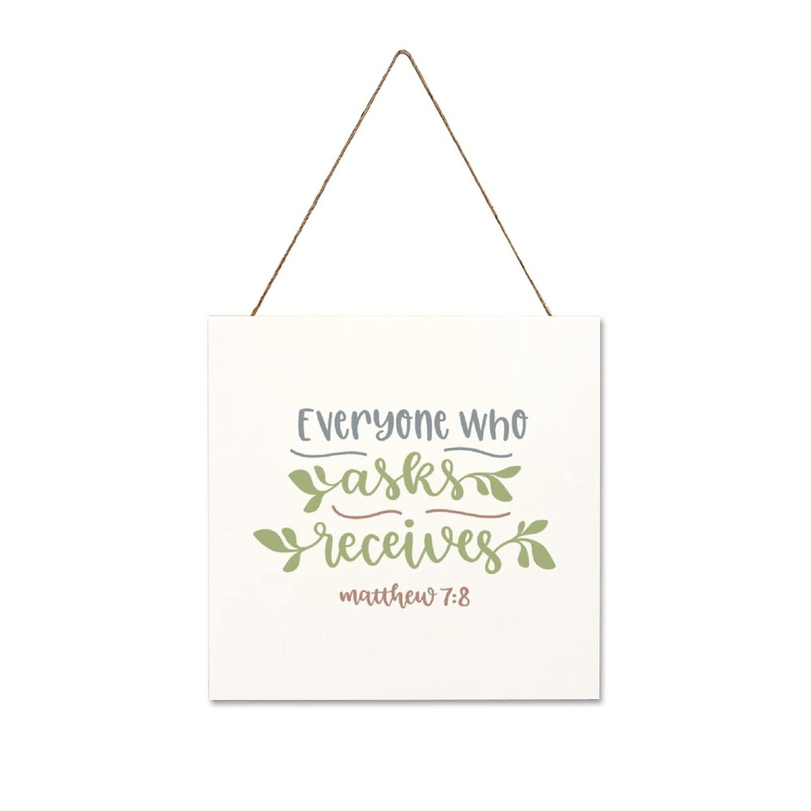 Everyone Who Asks Receives Wooden Plaque Bible Verse Wooden Sign Personalized Rustic Wood Plaque Christian Wall Art Handmade Religious Scripture Plaque Home Decor