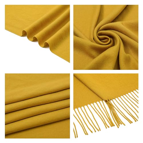 Étole pashmina jaune grand format, cadeau idéal pour mariage - 6
