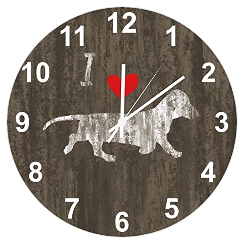 Horloge murale silencieuse Teckel style campagnard pour chambre