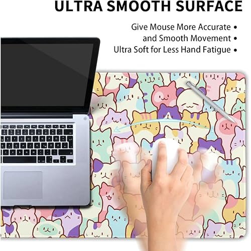 Image of Printed Gaming Mousepad - Premium Stitched Edges, Smooth Surface,Size 11x23 inches, Non-Slip Rubber Base - Ideal for Office & Gaming Setup (Funny cat)