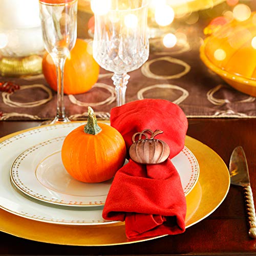 Patelai Pumpkin Napkin Ring Holders Thanksgiving Halloween Napkin Rings Fall Napkin Ring Holders Pumpkin Dinner Tables Rings For Thanksgiving thumb #3