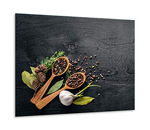 Herdabdeckplatte Ceranfeld 1 teilig 60x52 Gewürze Braun Kochplatten Glas Deko