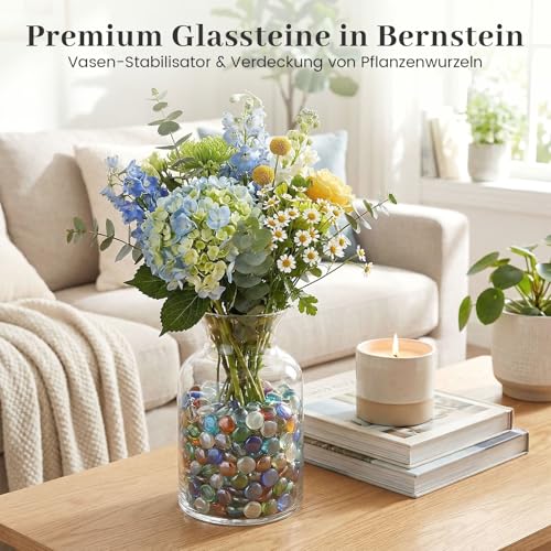 Cabochons en verre colorés HAKACC 1800g de pierres mugles 17-19mm pour vase
