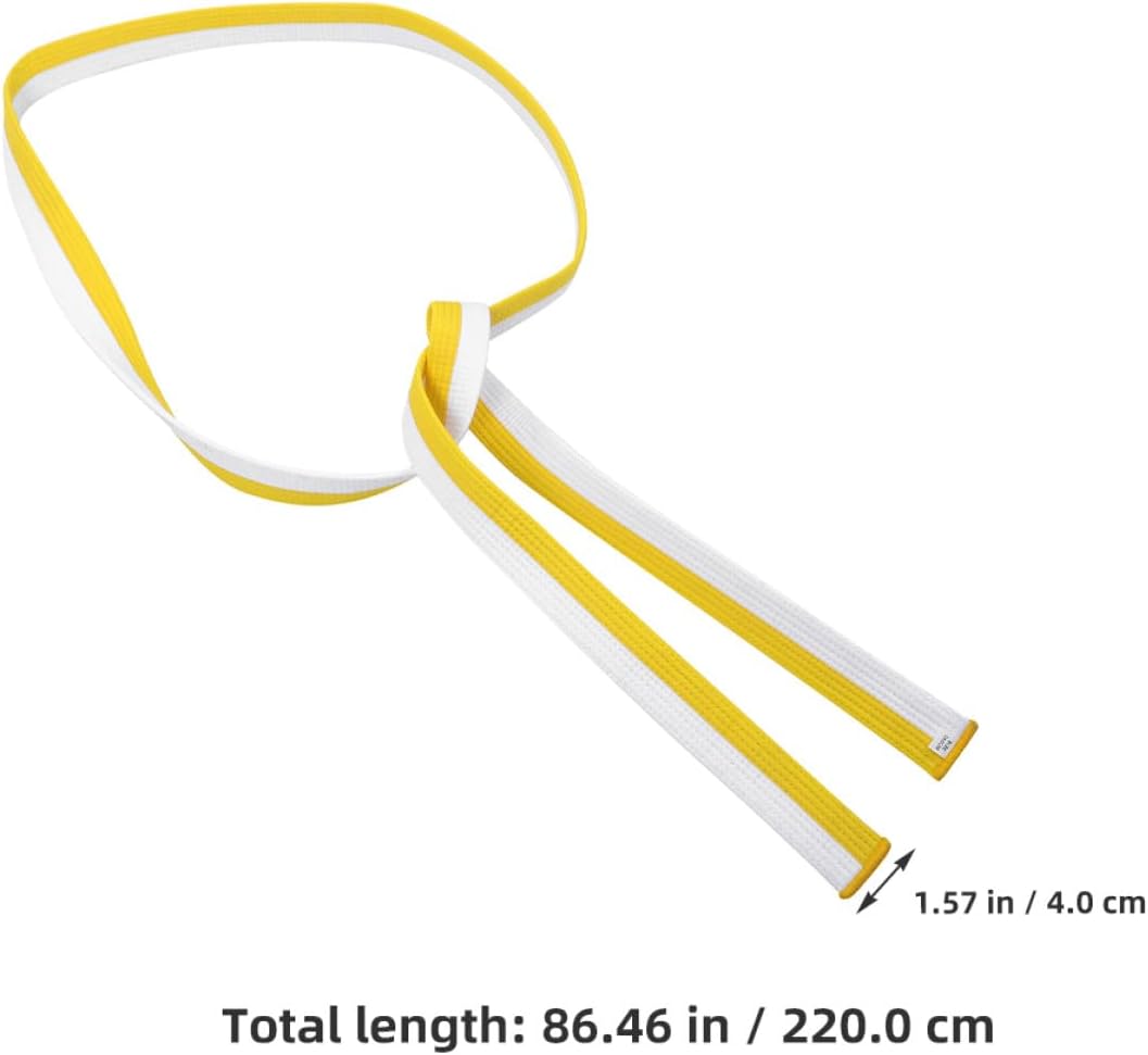 PATKAW Taekwondo Karate Belt White Yellow 2.2m Martial Arts Training Uniform Belt for Men and Youth Practicing Karate and Taekwondo Accessories
