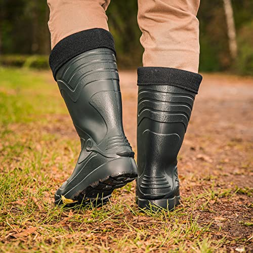 CLIMBR Ultralekkie, wyściełane kalosze męskie EVA Thermo 40-49, ciepłe zimowe kozaki robocze z podszewką, buty wędkarskie, czarny, 42 EU