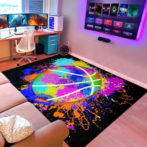 Basketball Boys Rug - Graffiti Basketball Rug for Boys Room Sports Carpet Rugs, 4.5x6 Feet