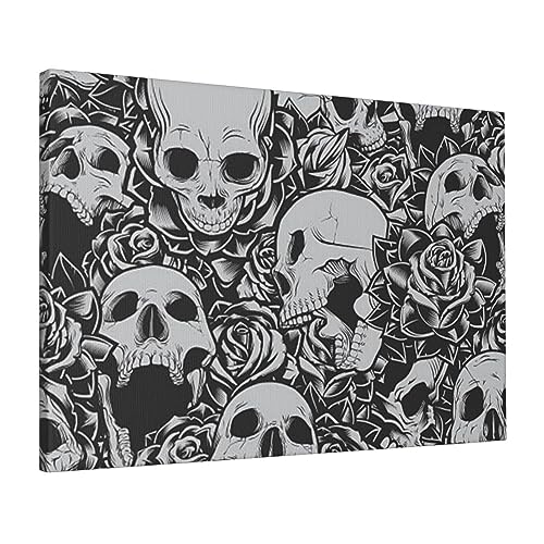 Toile murale têtes de mort et fleurs pour l'ambiance de votre chambre