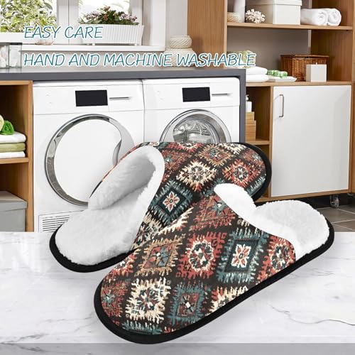 Painted Bohemian Brown Slippers For Women Men Soft Memory Foam Non-Slip Design Winter Indoor House Shoes Travel Slipper3