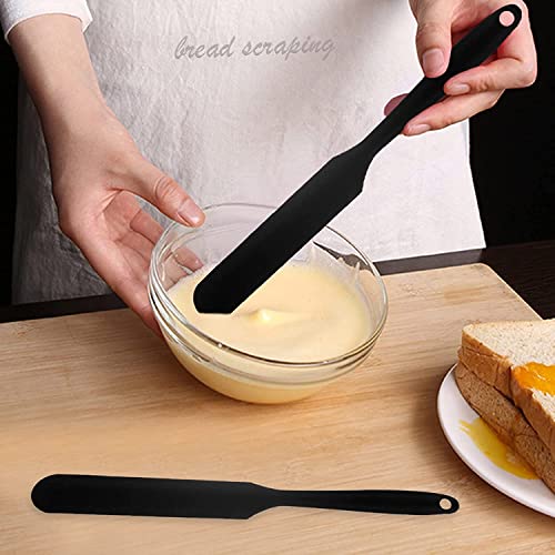 Image of Baskety Silicone Non-Stick Heat Resistant Multi-Purpose Kitchen Tools | Set of 2 Black | Spatula Small 21cm + Spatula Spreader /Butter Knife 24cm for Cooking & Baking