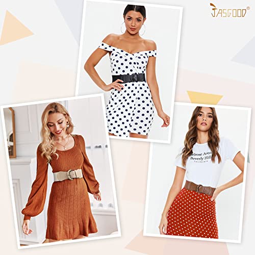 JASGOOD 3 Pack Women Stretchy Wide Waist Belt for Dress Ladies Vintage Elastic Waist Belt4