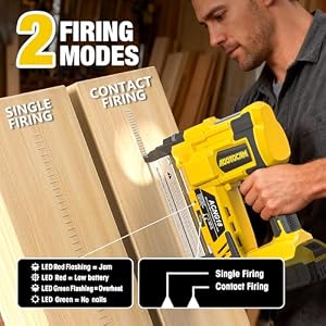 Cordless 2" Brad Nailer Compatible with DeWalt 20V Battery(No Battery), 2 in 1 Electric Nail Gun/Staple Gun, 18GA Nail Gun Battery Powered with 1000 Nails/Staples for Woodworking & Home Improvement — photo 3 of 6