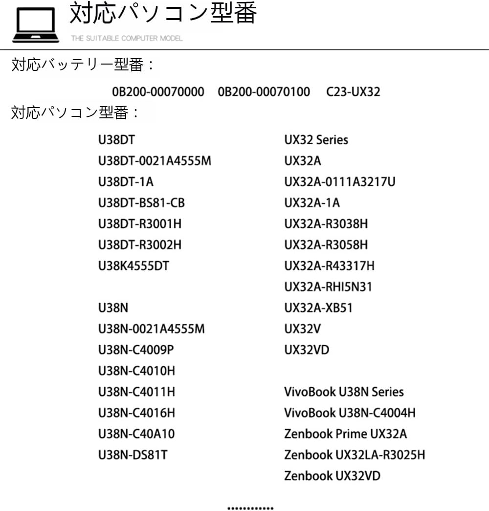 互換 適用の C23-UX32 7.4V 48Wh 対応 For UX32VD UX32A U38N U38DT UX32V 0B2