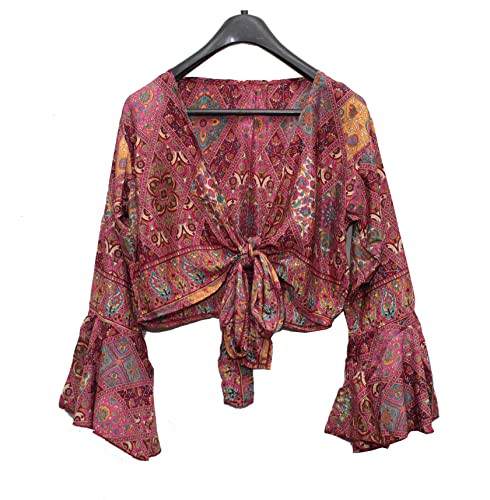 SHUBHANGI COLLECTIONS Women’s Silk Beach Wear Wrap Belted Crop Top