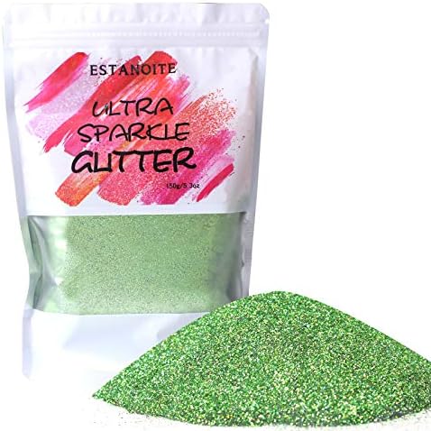 Extra Fine Glitter Powder for Resin Crafts, 150g Holographic Glitter for Epoxy Tumblers, Slime Making, Nail Art Craft, Festival Decor, Makeup Glitter for Body Face Hair Eyeshadow (Grass Green)