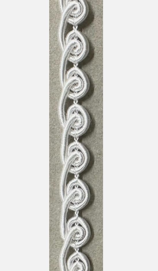 1 Pcs 3/8" White Looped Gimp Braid Sewing Trim 12 Continuous Yards -Rk5