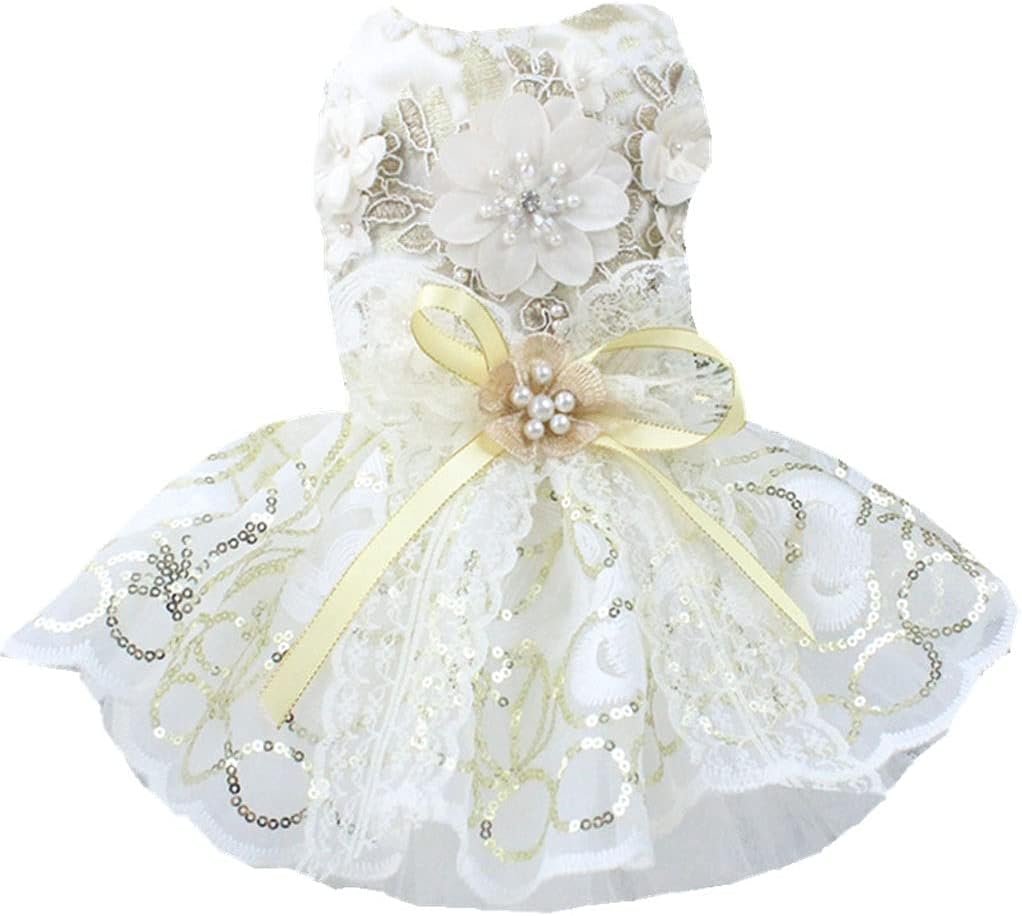 Pet Fashion Sweet Puppy Dog Printed Princess Skirt Pet Dog Lace Tutu Dress for Dogs/Cats (X)