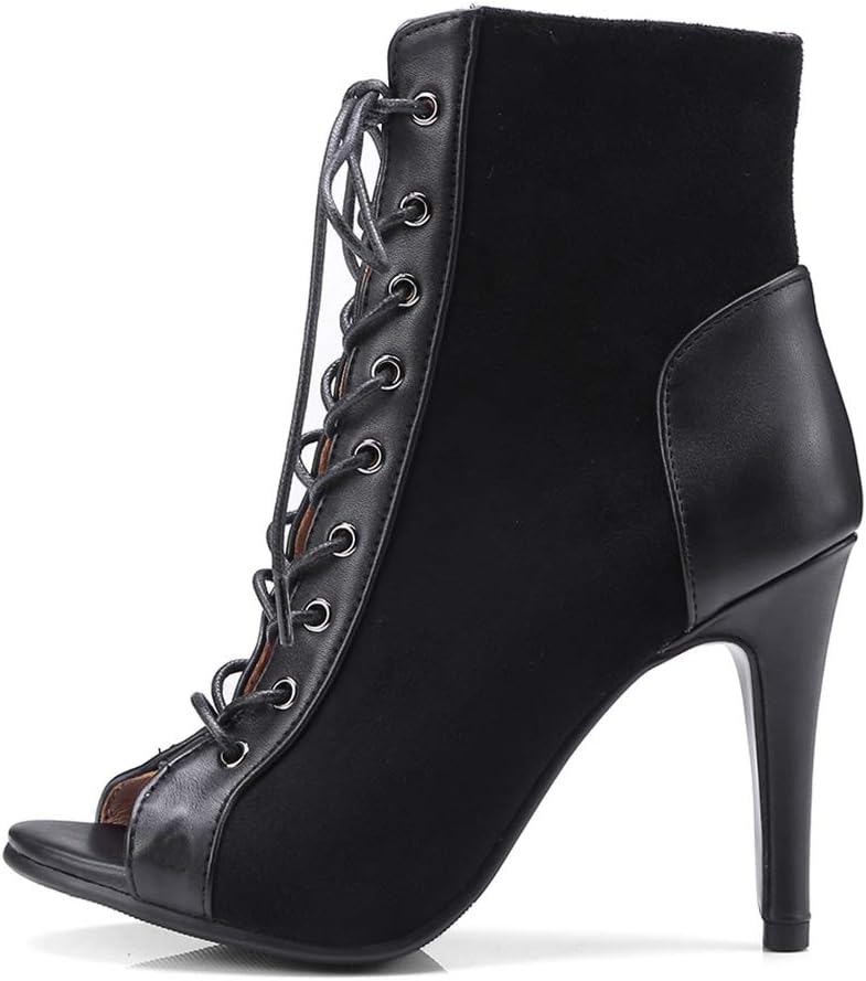 MIOKE Women's Peep Toe Dance Stilettos High Heels Sandals Fashion Sexy Lace Up Ladies Dress Pumps Ankle Booties - Image 4