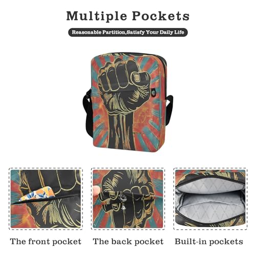 mens messenger bag crossbody mens crossbody bag crossbody purses for women Adjustable Strap for outdoor sports outdoor sports- Protest Fist Illustration2