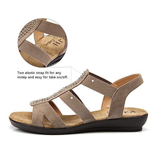 Vjh Confort Women's Flat Sandals With Rhinestone Open Toe Elastic Slip On Slingback Comfort Casual Walking Sandals #TOP2