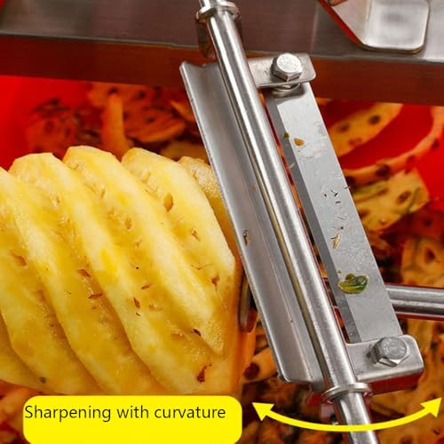 Descorazonador y pelador de piña comercial, cortador de acero inoxidable con espacio ajustable de 30-36 cm, 3 cuchillas, para el hogar, restaurante, supermercado
