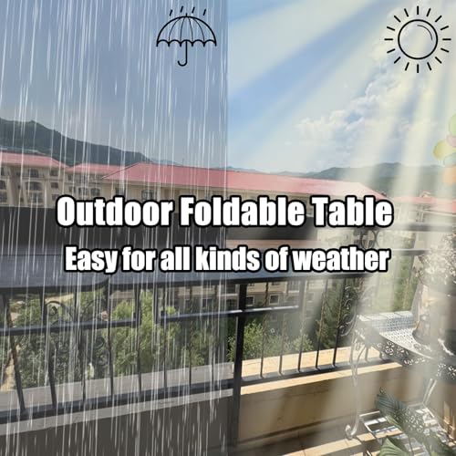 Table murale pliable pour balcon en plastique aspect bois et alu