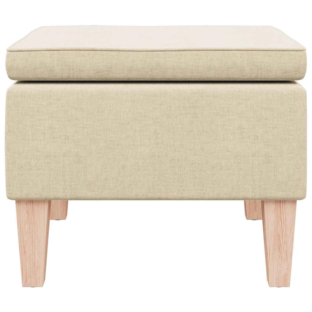 vidaXL Hocker, Fußhocker mit Holzbeinen, Polsterhocker Fußbank für Wohnzimmer Schlafzimmer Flur, Fußschemel Fußstütze Sitzhocker, Creme Stoff