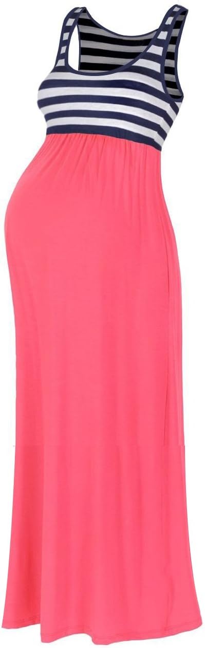 Neonysweets Women's Pregnancy Maternity Contrast Tank Dress Comfortable