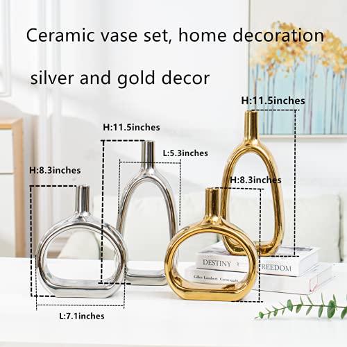 Weidilidu Ceramic Vase Golden Set Of 2 Modern Home Decoration Porcelain Vase Flower Vase Frosted Statue Decoration (W616) #TOP1