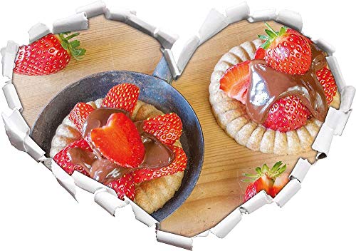 KAIASH 3D Pegatinas de Pared Tartaletas de Fresa Dulce en Forma de corazón en Apariencia 3D Etiqueta de la Pared o de la Puerta Etiqueta de la Pared decoración de la Pared 62x43cm