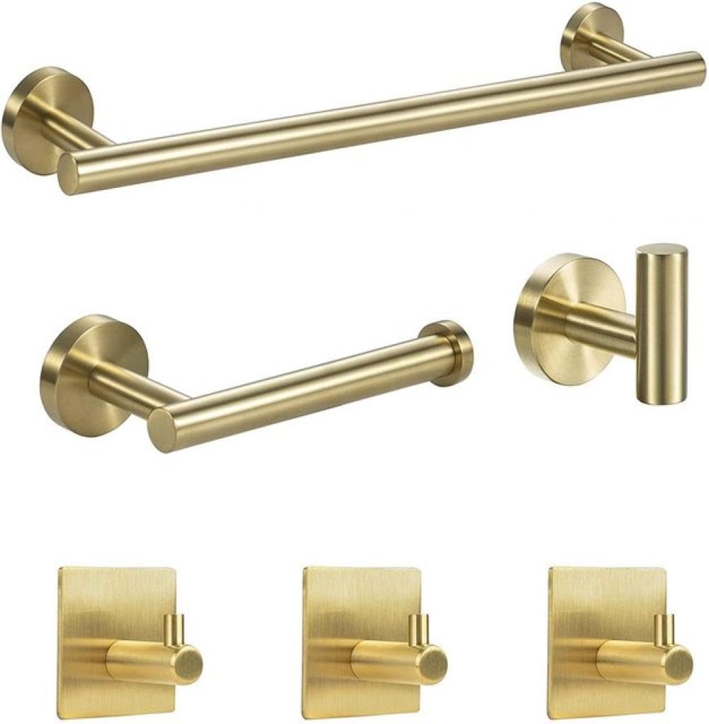 Juego de Accesorios de baño de Acero Inoxidable, Gancho para Bata, toallero, Barra, Estante, Soporte para Papel de Seda, Soporte para Cepillo de Dientes, baño, Juego de 6 Piezas Plateado