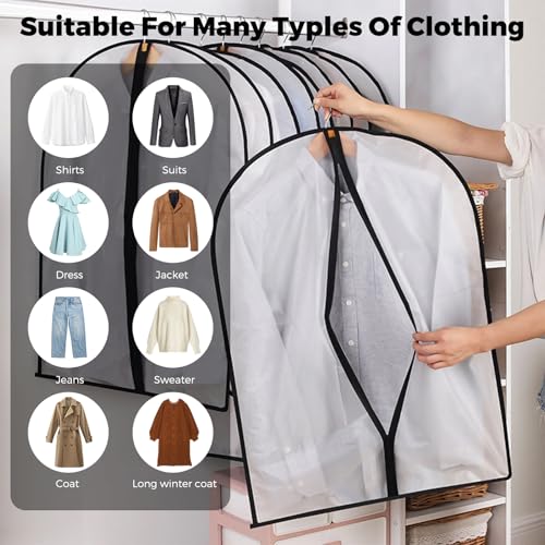 Kleidersack,6 Stück Kleidersäcke 60 * 80cm mit Reißverschluss,Transparent Anzug Aufbewahrung,für Anzüge Kleider Mäntel Sakkos Hemden Abendkleider Anzugsack Kleiderhülle