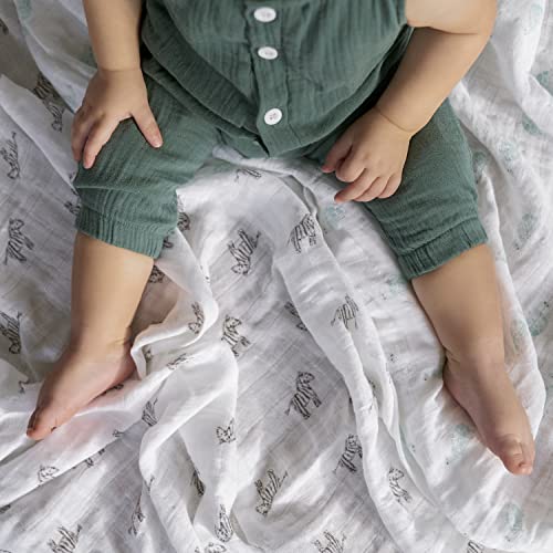 Image of aden + anais Boutique Organic Swaddle Blanket 4-Pack - 100% Organic Cotton Muslin, Large, Soft, Breathable Receiving Blankets for Infants - Lightweight Multi-Use Baby Swaddles, Animal Kingdom