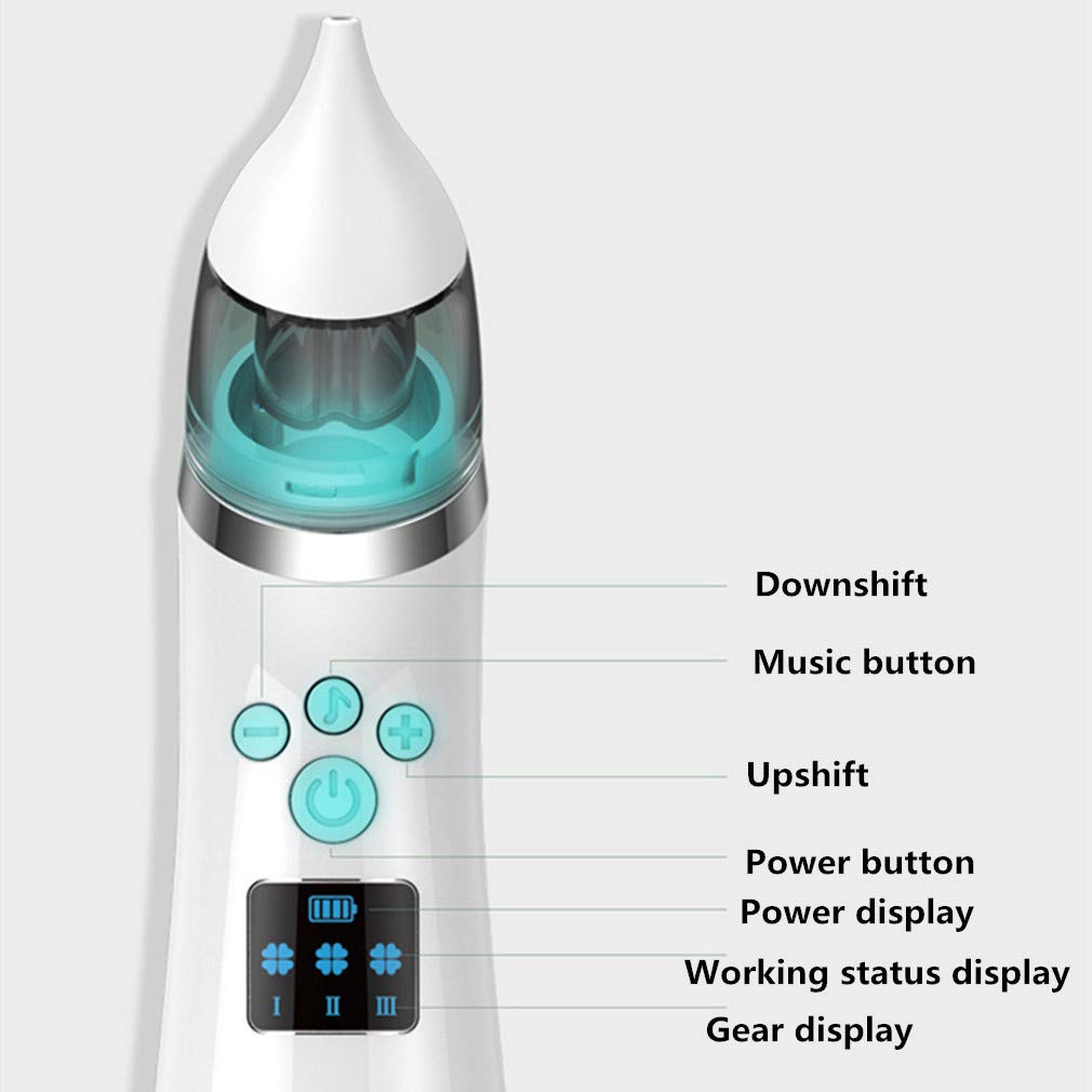 Bebé Eléctrico Aspirador Nasal, USB Aspirador Nasal Recargable con 4 Boquillas De Succión Y Claro Clip Congestión Narices Rápidamente, para Bebés Y Niños Pequeños Seguro E Higiénico