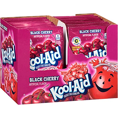 Kool-Aid Black Cherry Flavored Unsweetened Caffeine Free Powdered Drink Mix, 0.13 Ounce (Pack of 96) Kool-Aid Black Cherry Flavored Unsweetened Caffeine Free Powdered Drink Mix, 0.13 Ounce (Pack of 96)