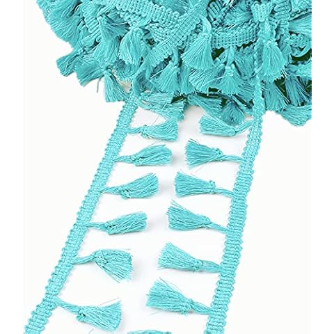 Miss Craft 20 Yards Turquoise Tassel Trim Cover