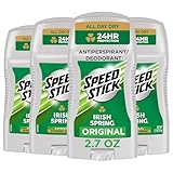 Speed Stick Men's Antiperspirant Deodorant, Irish Spring Scented, 3 Ounce, 4 Pack