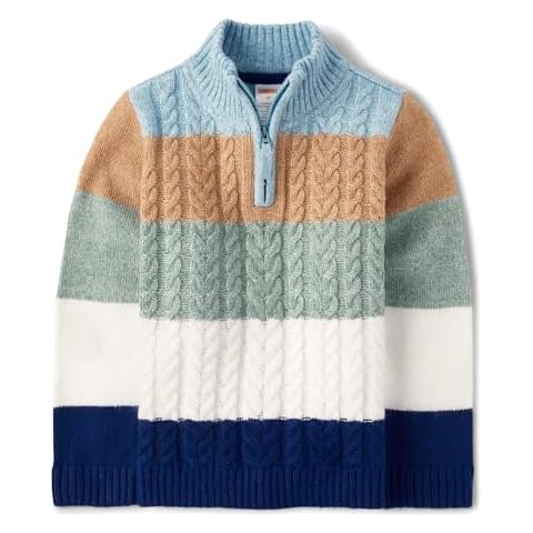 Gymboree,and Toddler Long Sleeve Quarter Zip Sweaters,Blue Aura Colorblock,3T Cover