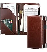 Server Book Organizer with Zipper Pocket, Aatacas Leather Restaurant Guest Check Presenters Card ...