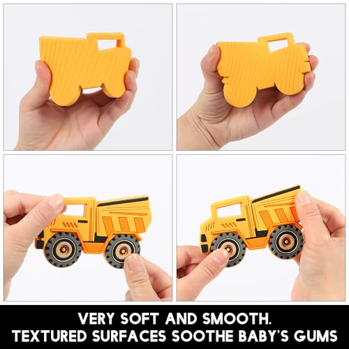 Image of Baby Silicone Teether,Sensory Chew Toys,BPA Free Soft and Effective Infant Teething Pain Relief Toys,Freezer Safe,Food Grade Silicone,Best Shower Gift for Boys and Girls (Dump Truck).