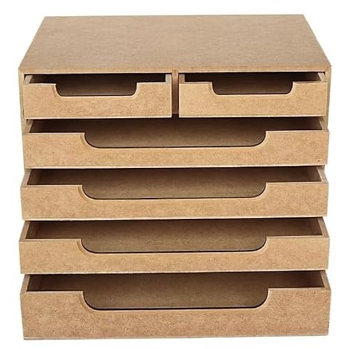 Organizador de Mesa Folhas Sulfite A4 com 6 Gavetas MDF Gaveteiro Escritorio Suporte Para Monitor