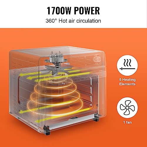 Image of VEVOR 12-IN-1 Air Fryer Toaster Oven, 25L Convection Oven, 1700W Toaster Ovens Countertop Combo with Grill, Pizza Pan, Gloves, 12 Slices Toast, 12-inch Pizza, Home and Commercial Use (Grey)