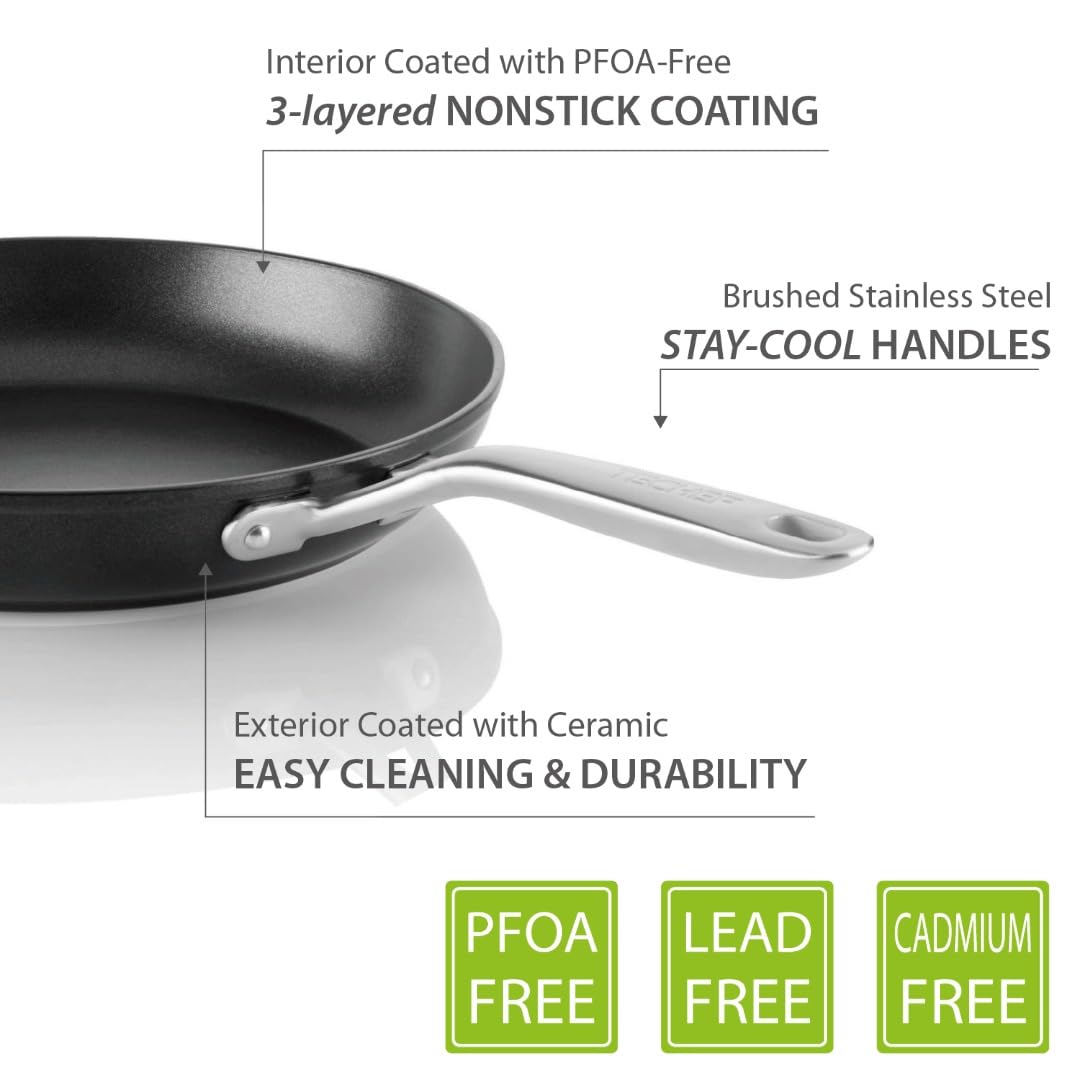 TECHEF Onyx-Kollektion, mit Teflon-Platin-Antihaftbeschichtung (PFOA-frei) 10-inch schwarz