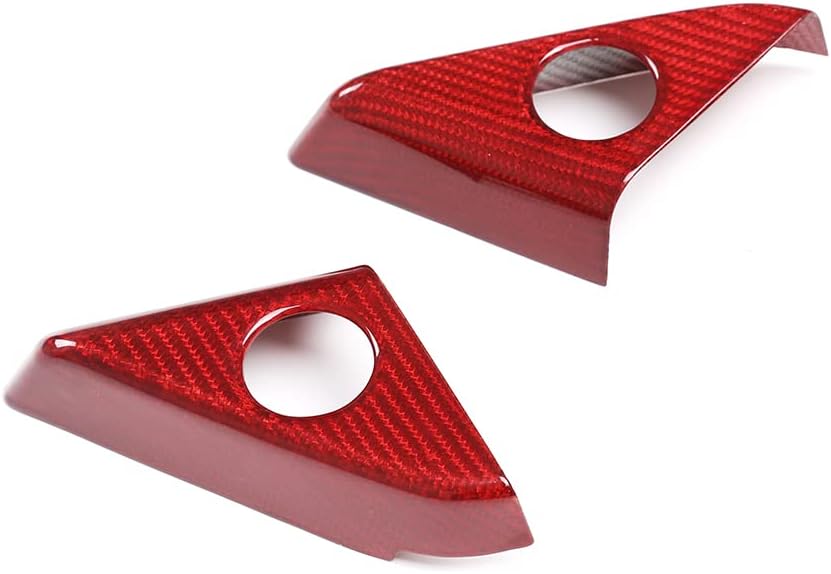 Daeiclru Real Carbon Fiber Car Door A-Pillar Stereo Speaker Cover Trim Compatible with Nissan GTR R35 2008-2016, Inner Door A-Pillar Audio Stereo Speaker Trim Frame Accessories (Red)