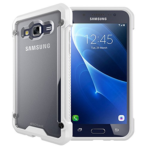 TECHGEAR Fusion Armour Coque Protective Solide Svelte Anti-Choc Compatible pour Samsung Galaxy J5 2016 (Séries SM-J510) (Blanc/Givré)